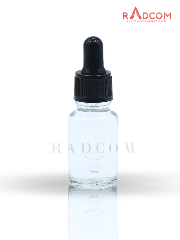 10ML Clear Glass Dropper Bottle with Black Dropper Set and Black Teat And Glass Tube Of Upto 110mm